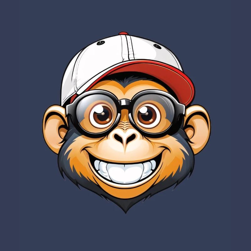 Monkey with cap and glasses