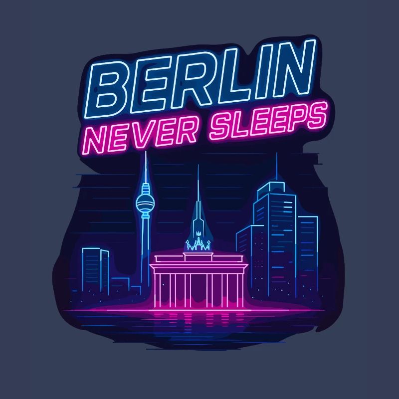 Berlin Never Sleeps Neon Skyline Design