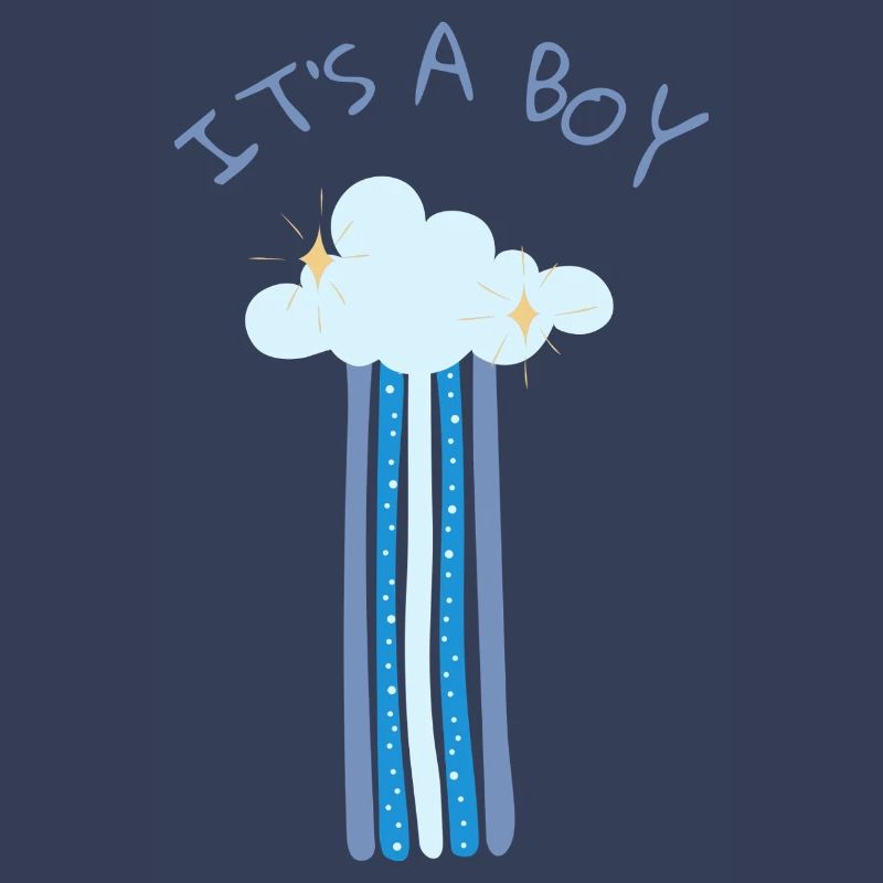 It's a Boy - Blue Rainbow with Cloud