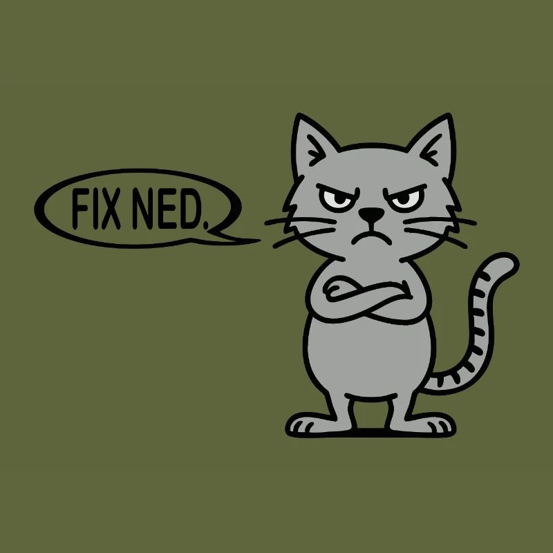 Angry cat with speech bubble - fix ned dialect