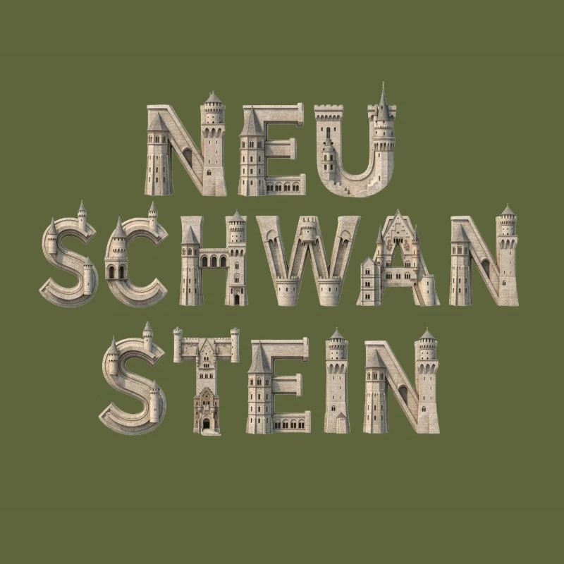 Neu Schwanstein Buchstaben aus Stein