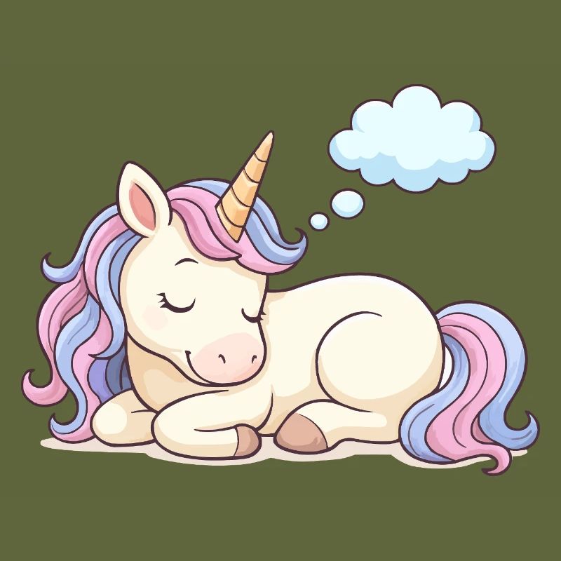 Sleeping unicorn with rainbow mane