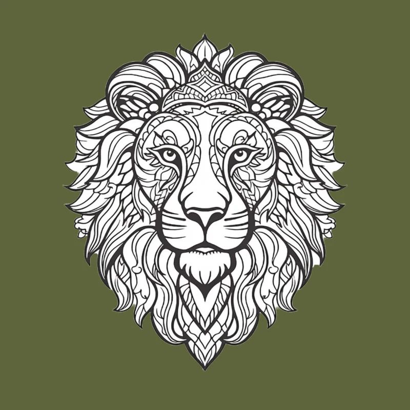 Detailed Lion Face Pattern