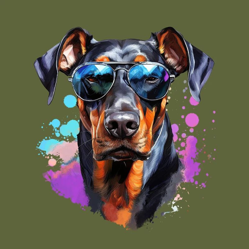 Dobermann mit Sonnenbrille
