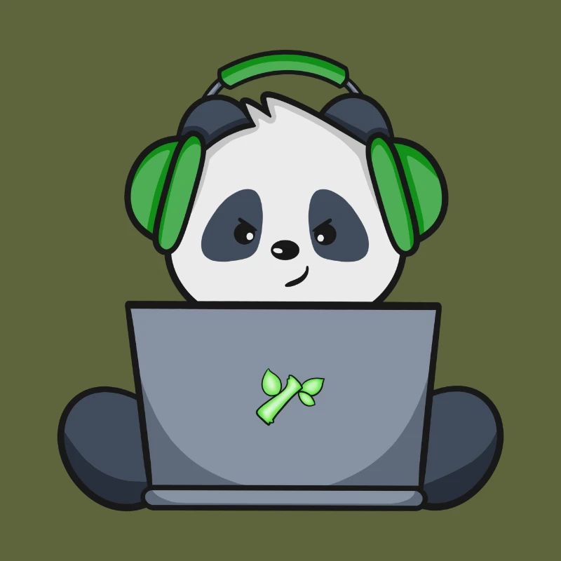 Gaming Panda with green headset