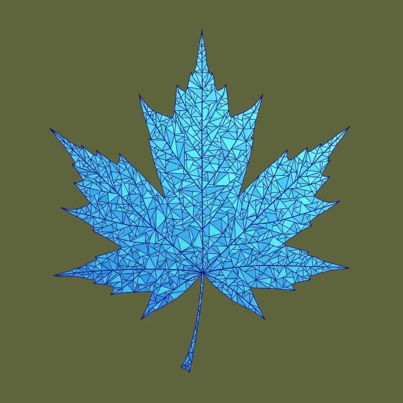 Geometric Blue Maple Leaf Print