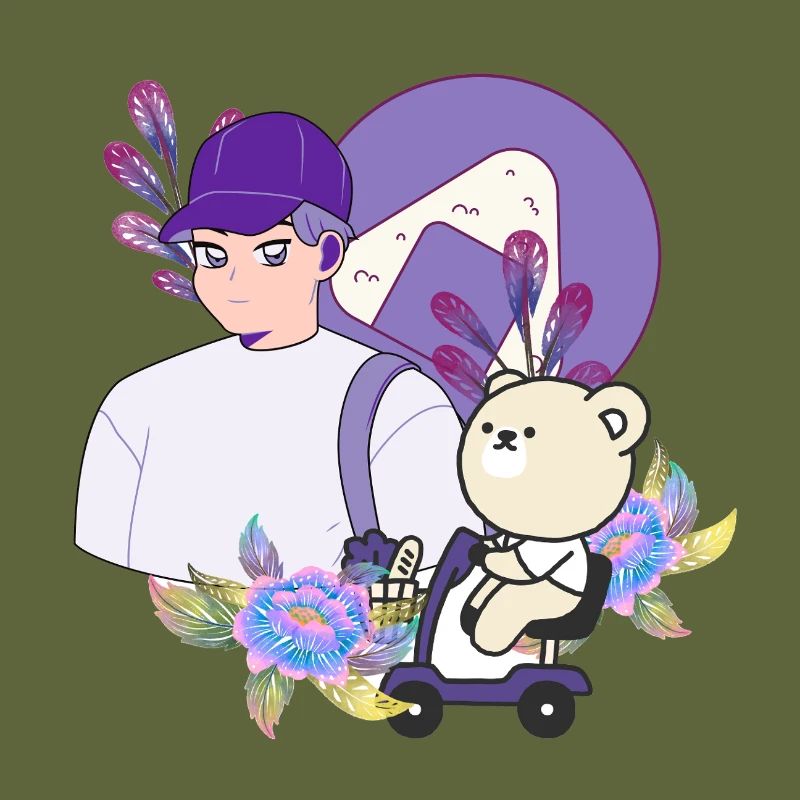 Onigiri Snack & Bear on Mobility Scooter
