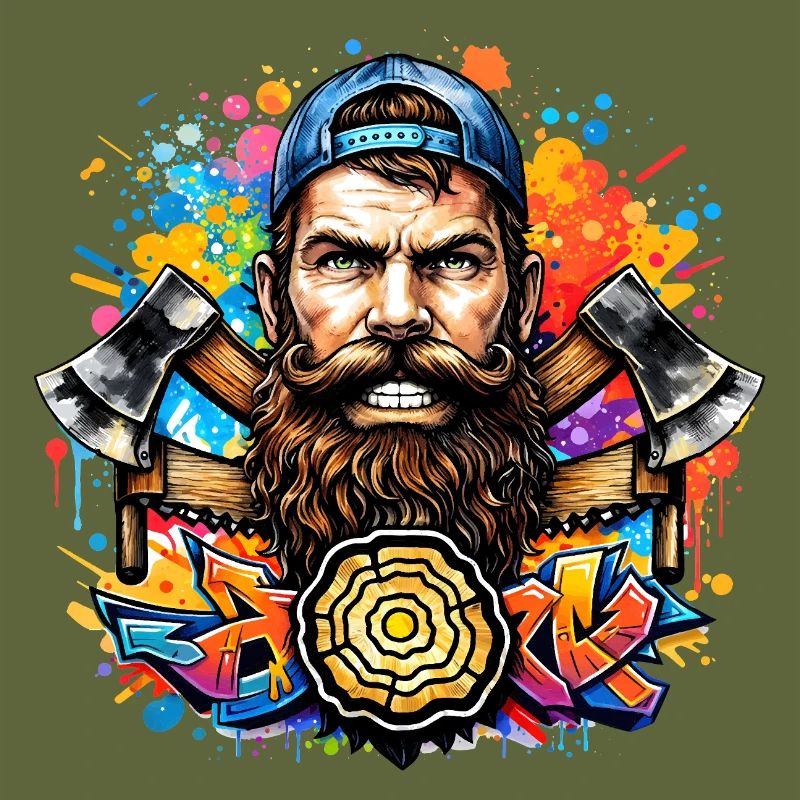 Graffiti lumberjack with double axe