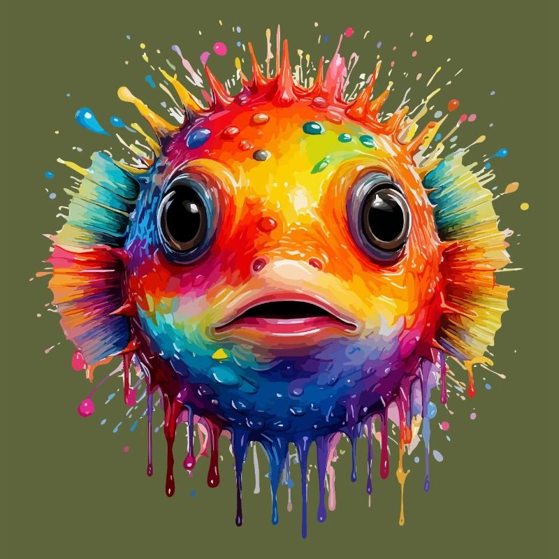 Impression d’art Color Explosion Puffer Fish