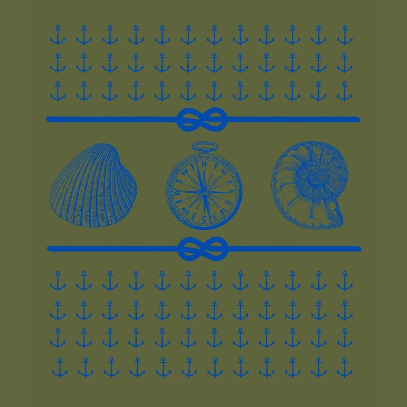 Seashells and Compass - Nautical Theme Lovers