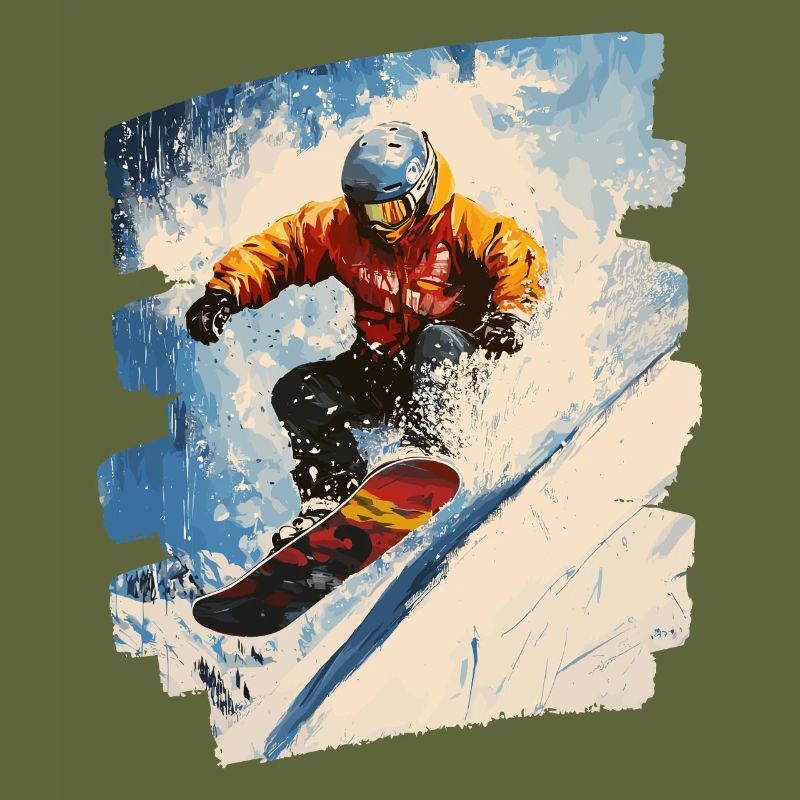 Snowboarder powder snow