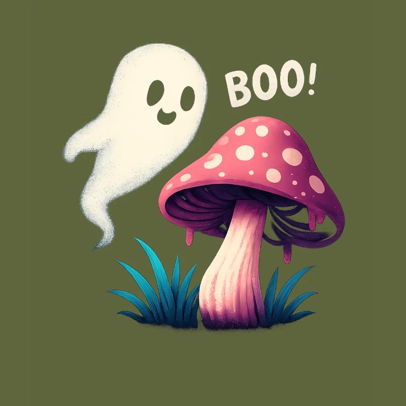 Mystical mushroom with ghost accent