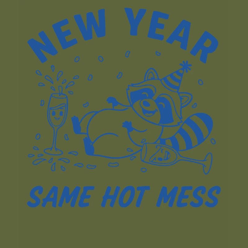 Neujahr Same Hot Mess Raccoon Fun Party
