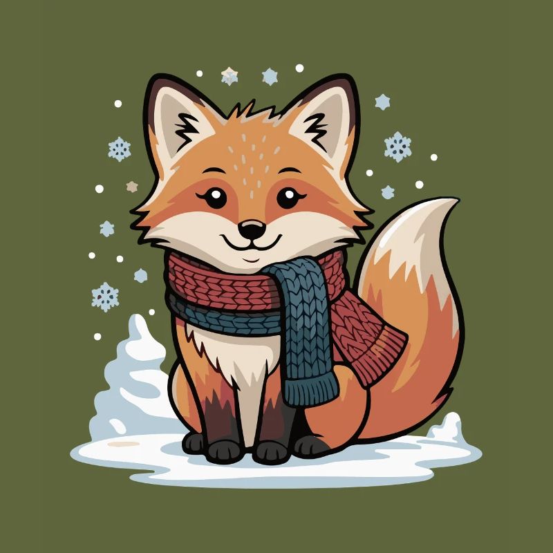 Winterfuchs mit Schal Illustration