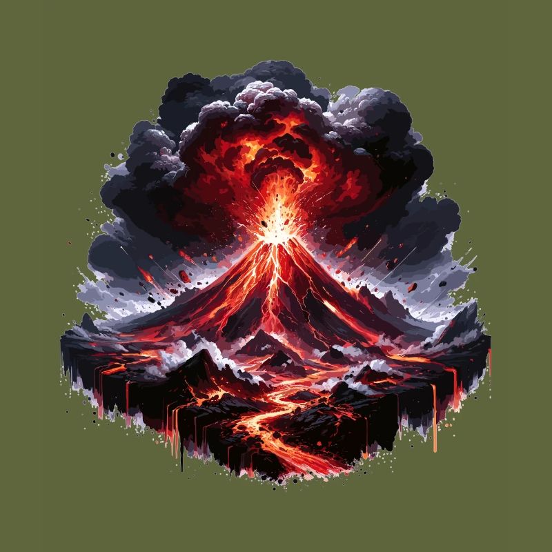 Volcanic eruption lava fireworks