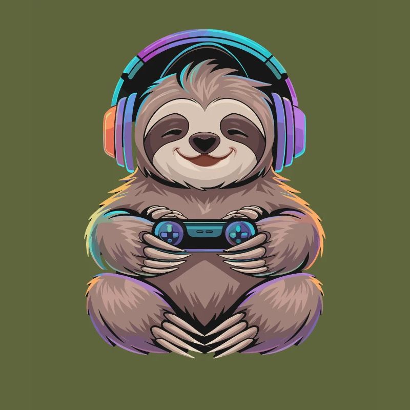  Faultier Gamer Mit Controller Und Bunter