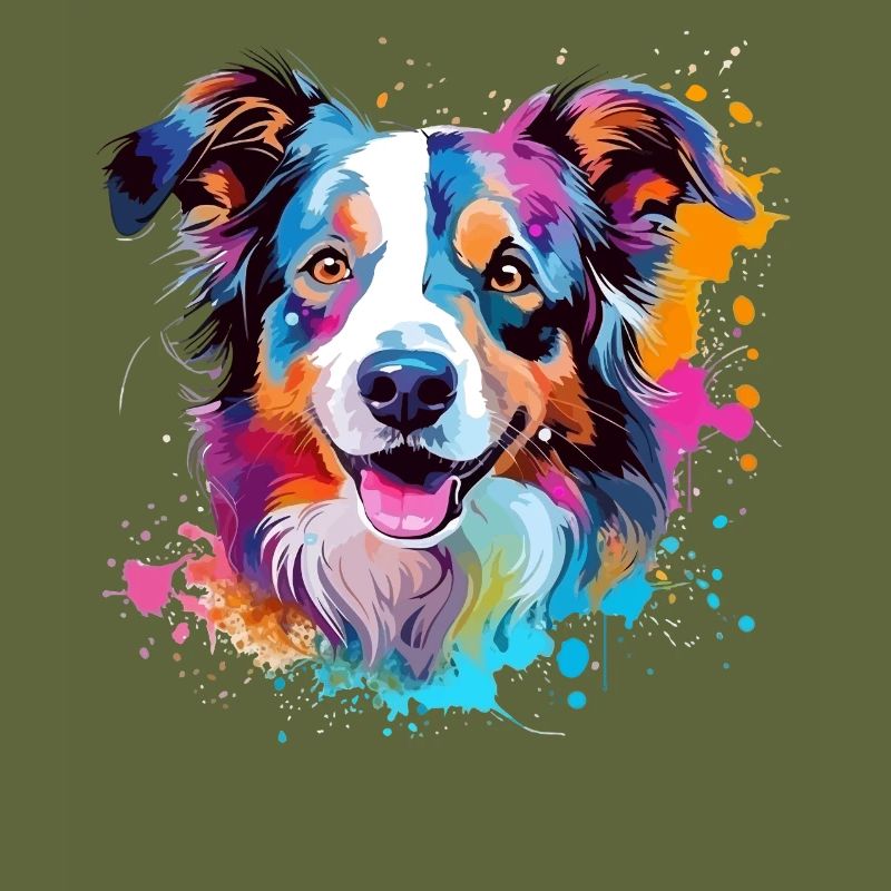 Hund Australian Shepherd Bunte Splash-Kunst