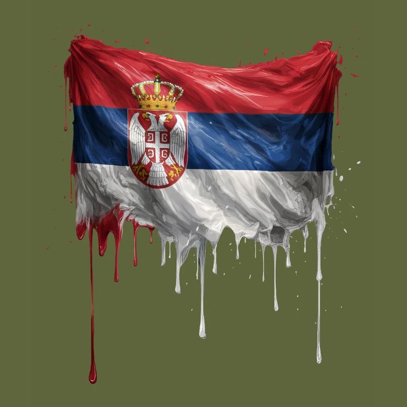 Serbia Flag Drop Graffiti