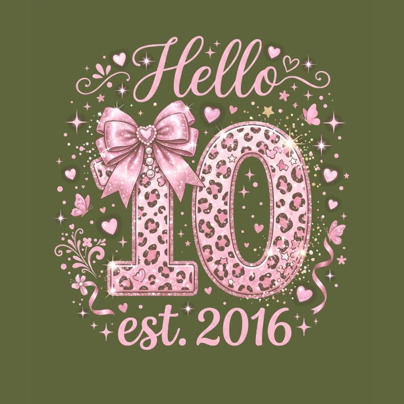Hello 10th Birthday Leopard Pink
