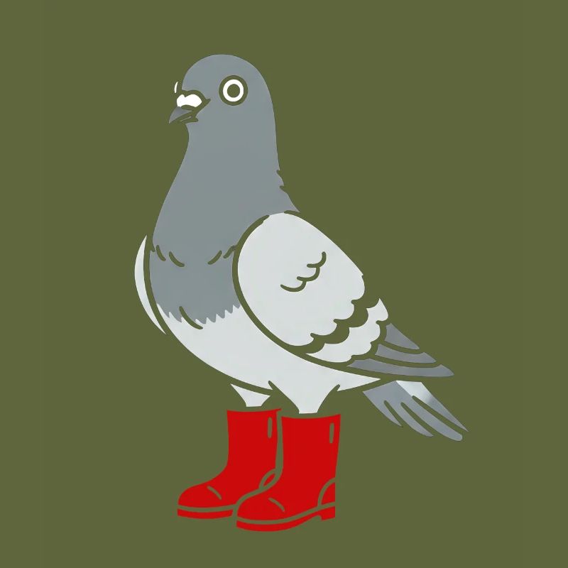 Dove in red boots