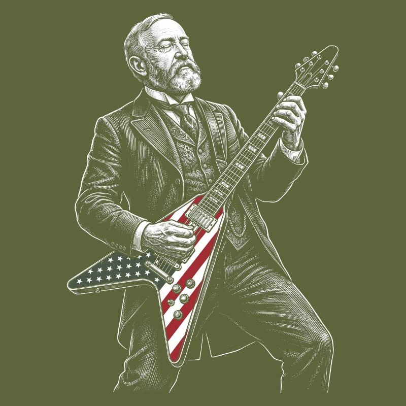 Benjamin Harrison Guitar Hero with Flag