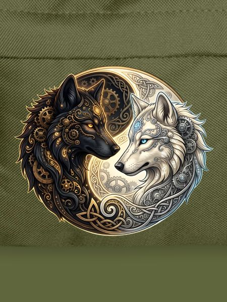 Celtic Wolves Yin Yang – Steampunk Harmony.