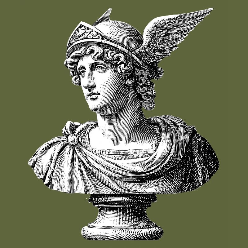 Antique Bust Hermes - Classic Engraving