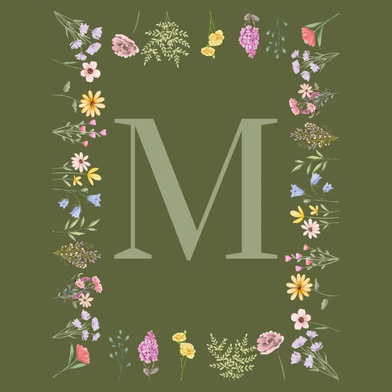 Initiale M Blumen Monogramm