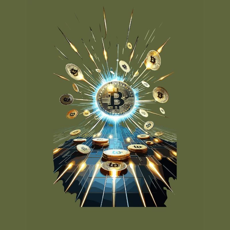 Bitcoin Explosion Digital Art Design