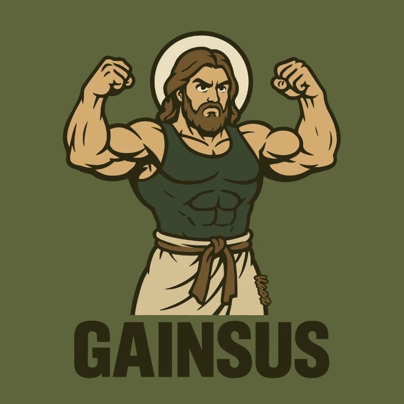 Saint musclé avec pose de bodybuilder
