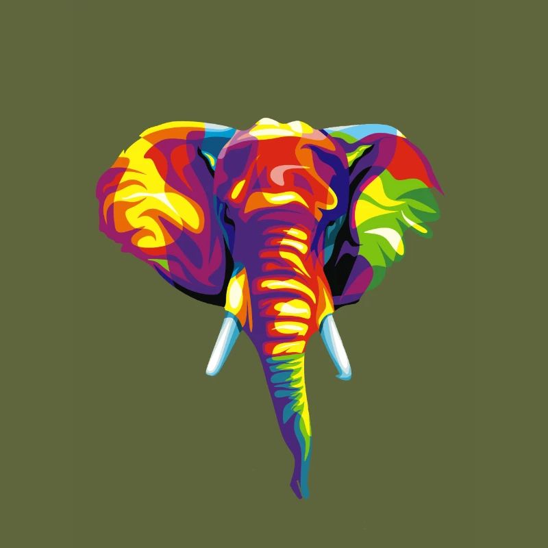 Elefant mit buntem abstraktem Muster.