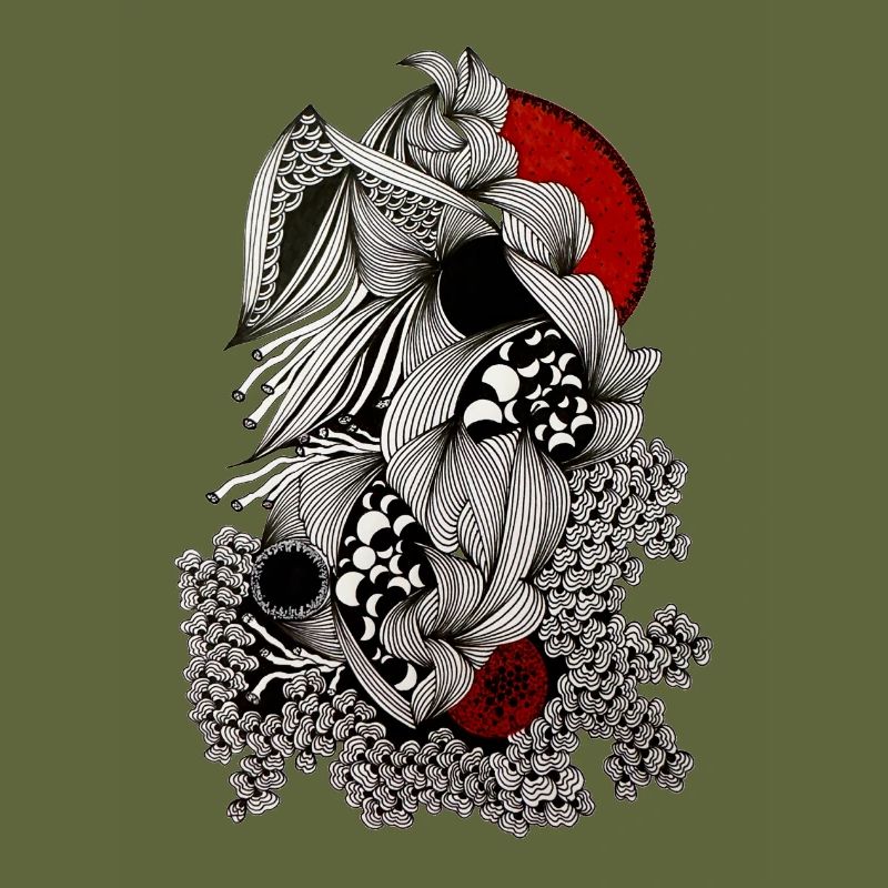 Cracked line skull with red accent