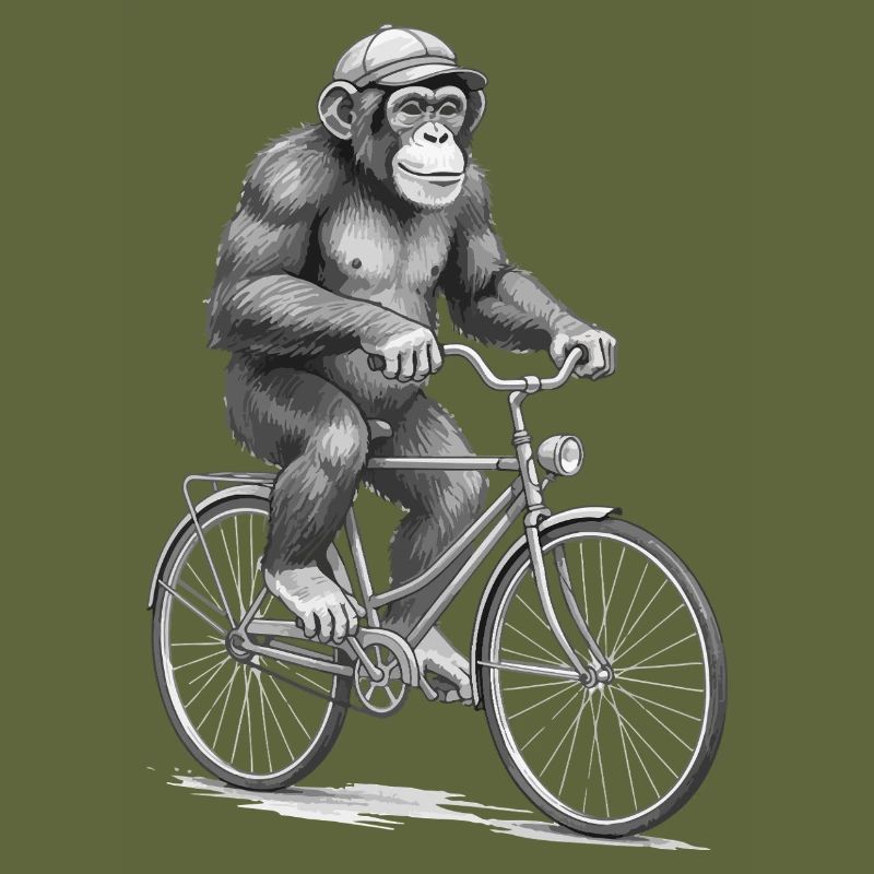 Monochromer Affen-Radfahrer