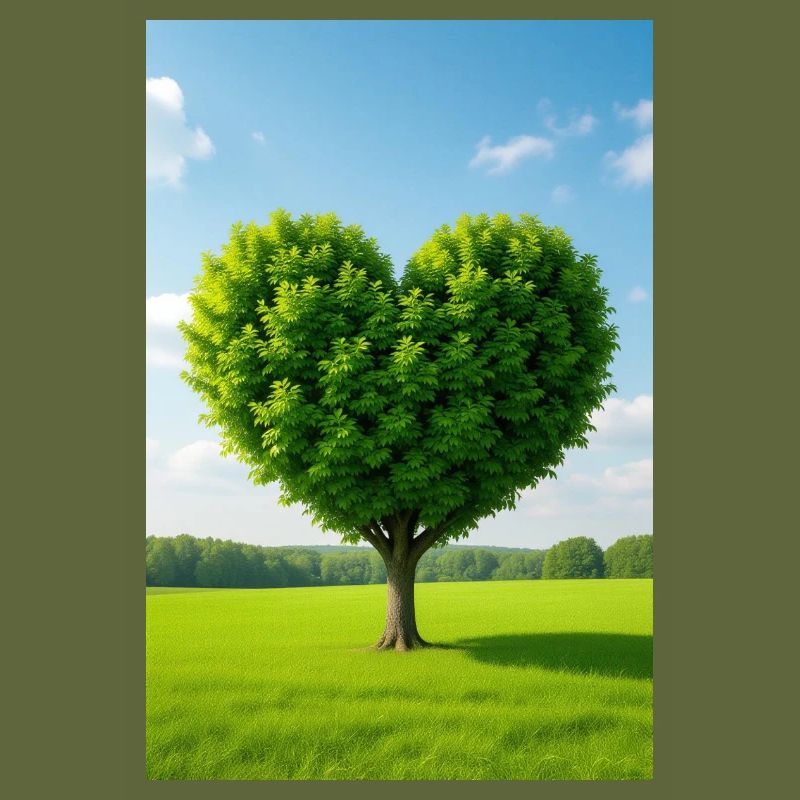 Heart Tree in Sunlit Meadow