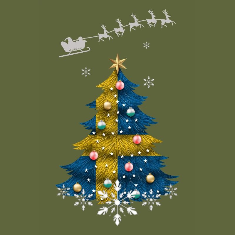 Weihnachtsbaum mit Schweden-Flagge