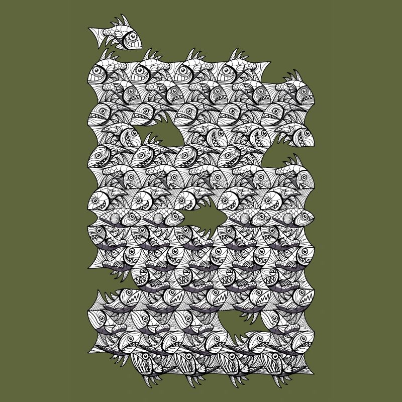 Repeated monochrome fish