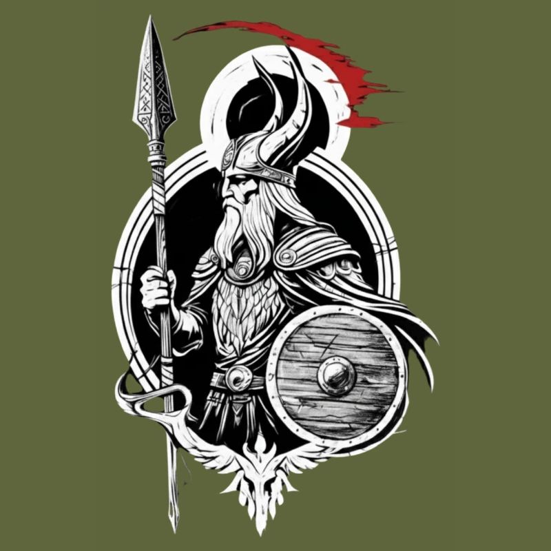 Shield Wall Warrior - Viking with Spear Design