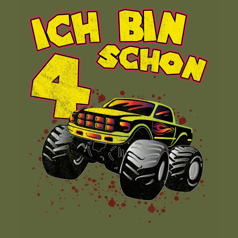 Ja ich bin 4 Geburtstag Geschenk Monstertruck