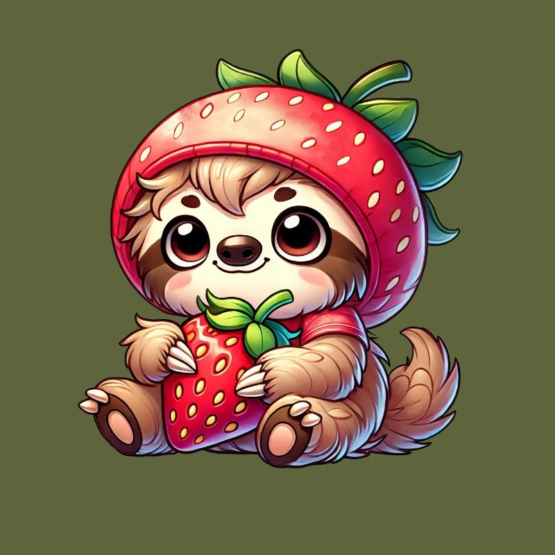 Faultier Erdbeere Sommerfrucht Design