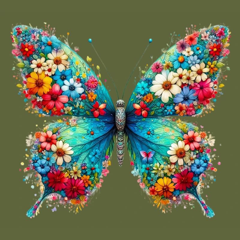 Butterfly decorated with flowers