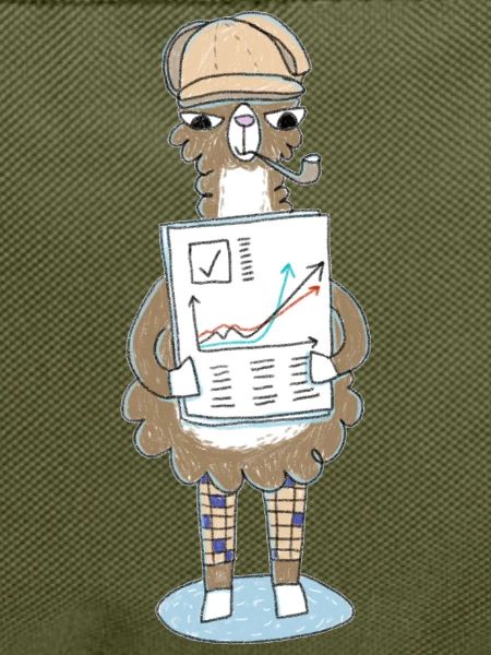 Detektiv-Lama mit Pfeilgrafik