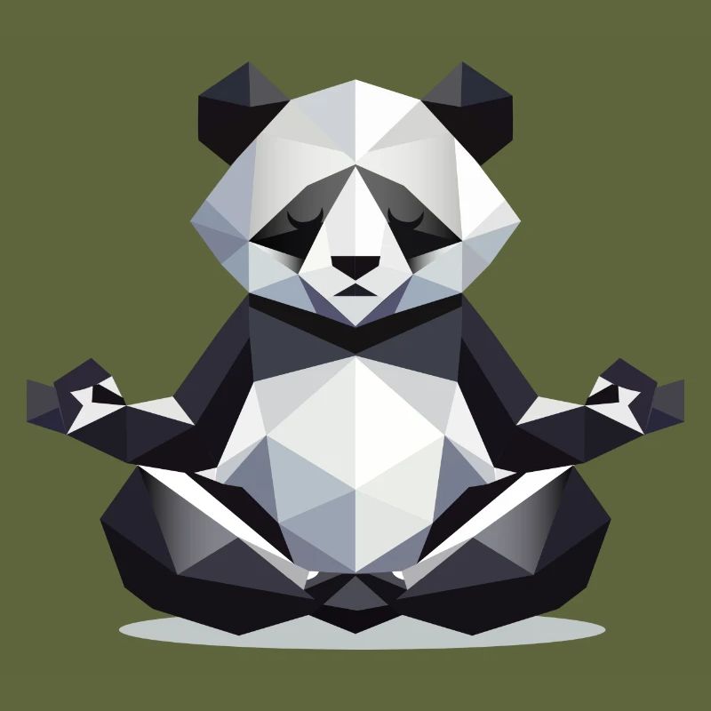 geometric panda bear in meditation