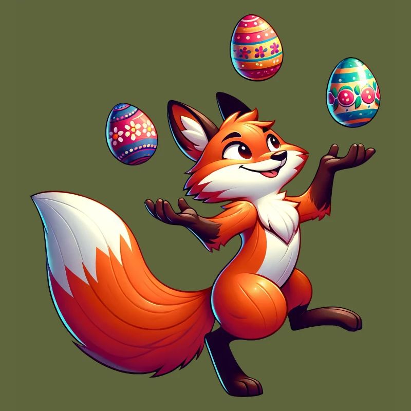Ostern Fuchs Jongleur mit Eiern