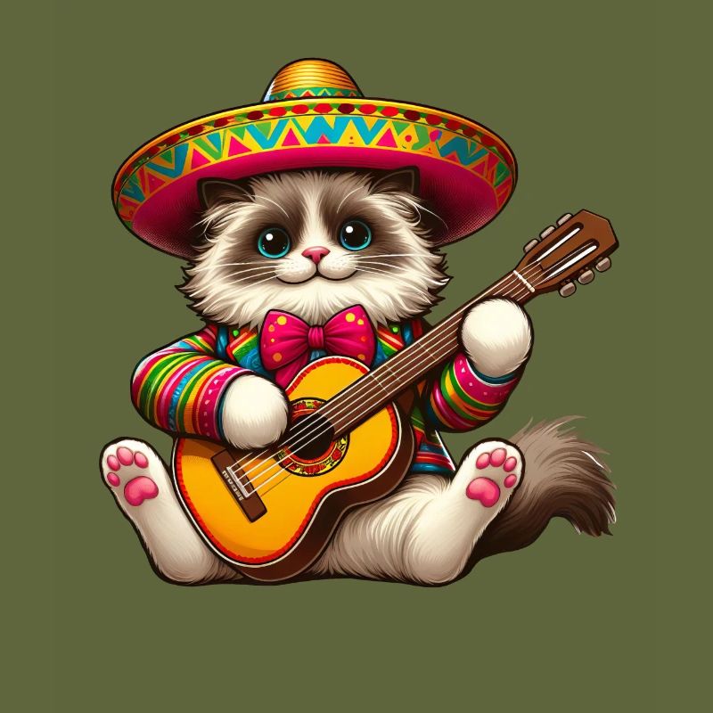 Cinco de Mayo Cat with Guitar