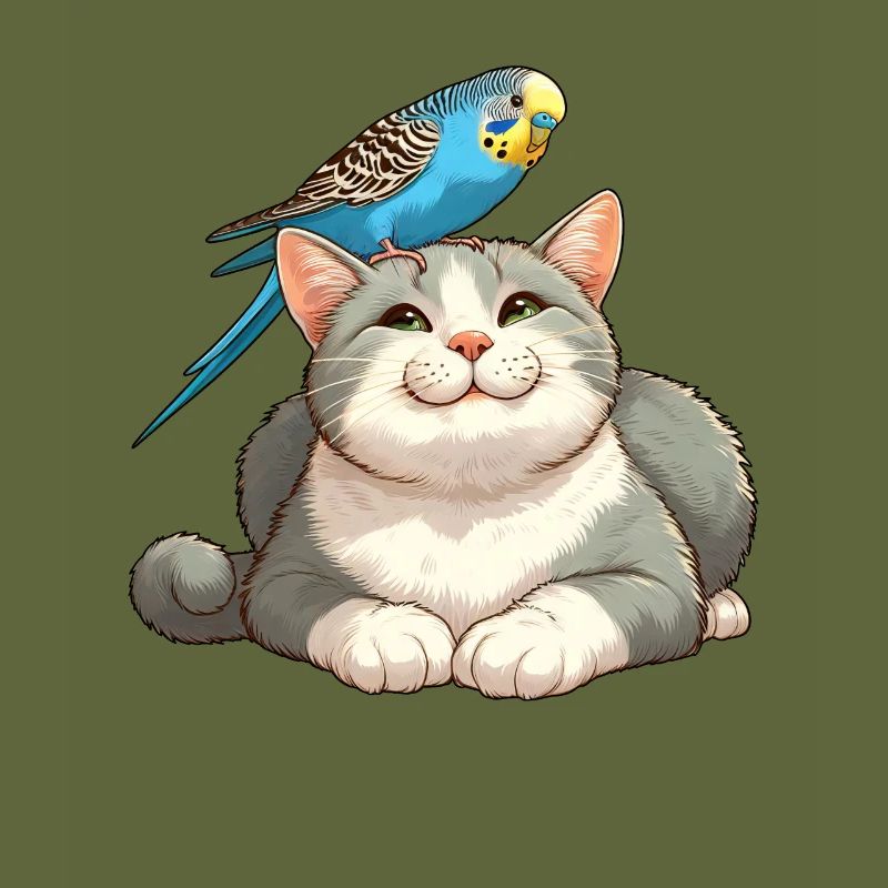 Mignon chat perruche amis