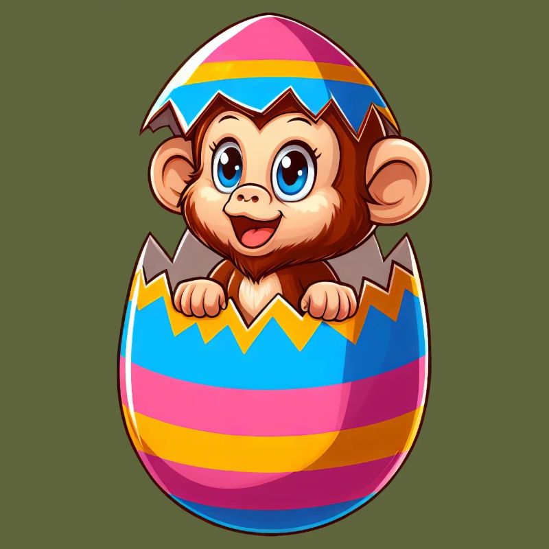 Singe de Pâques éclos conception d’oeuf de Pâques