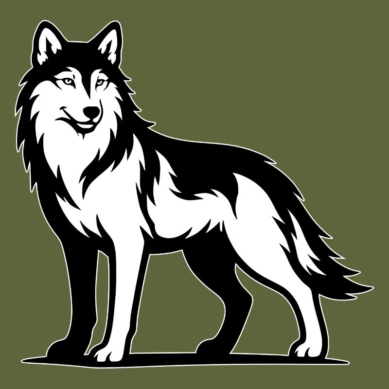 Wolf portrait black and white