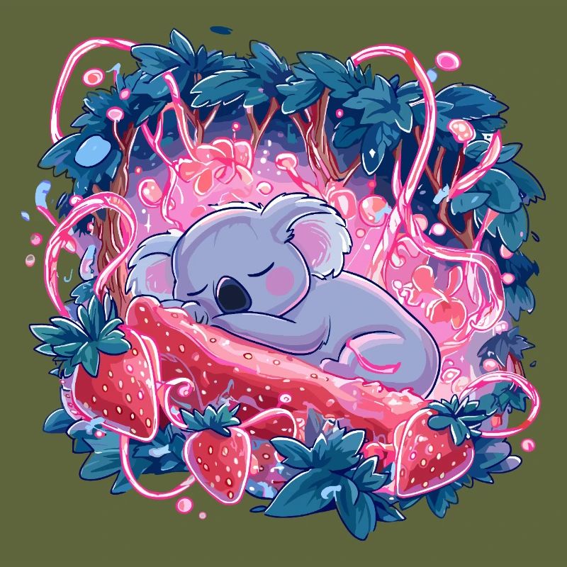 Sleeping koala in strawberry glow