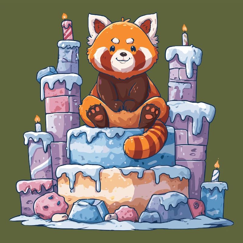 Roter Panda auf Eis-Torte