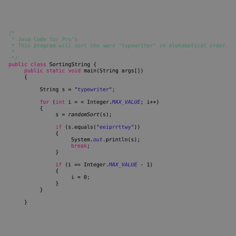 funny Java code to sort